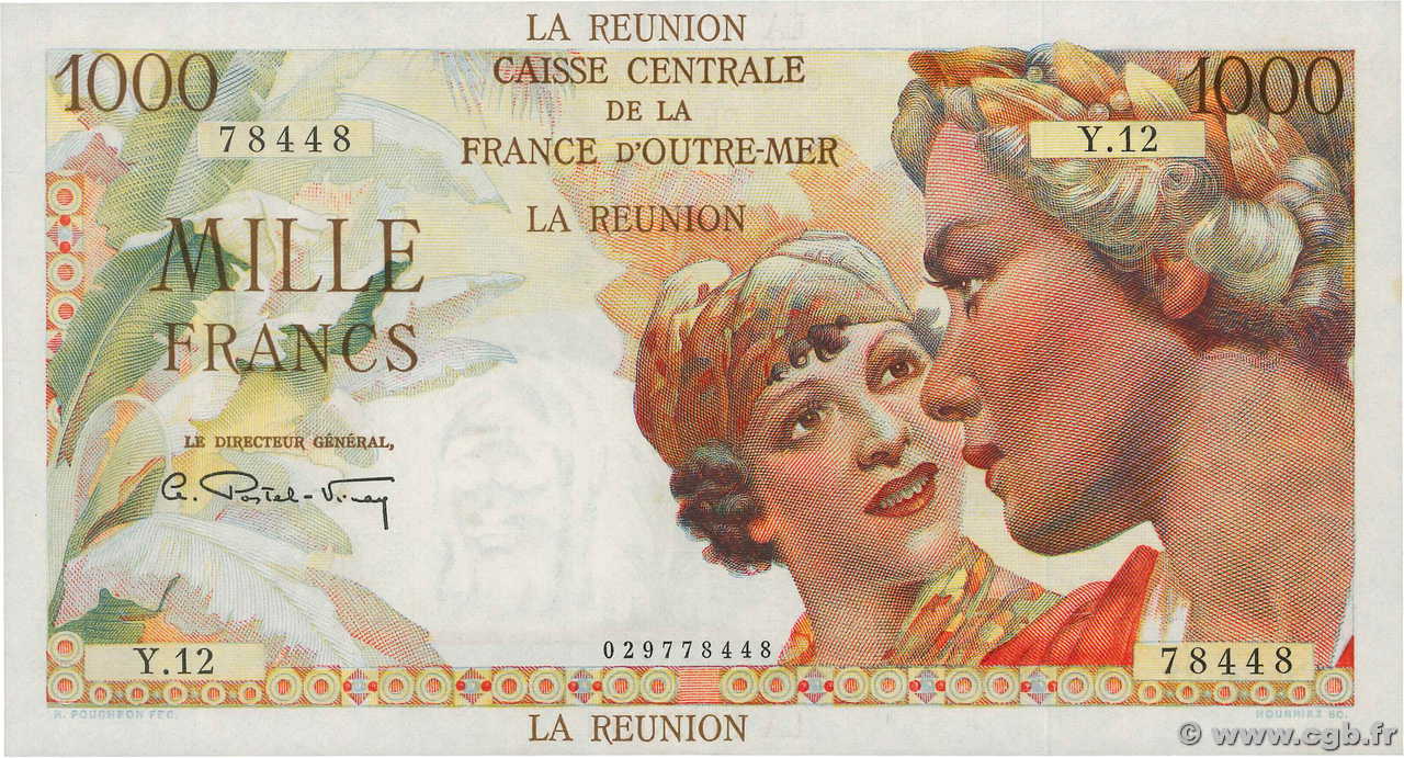1000 Francs Union Française REUNION INSEL  1946 P.47a VZ+