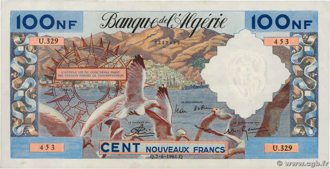 100 Nouveaux Francs ALGERIA  1961 P.121b q.SPL