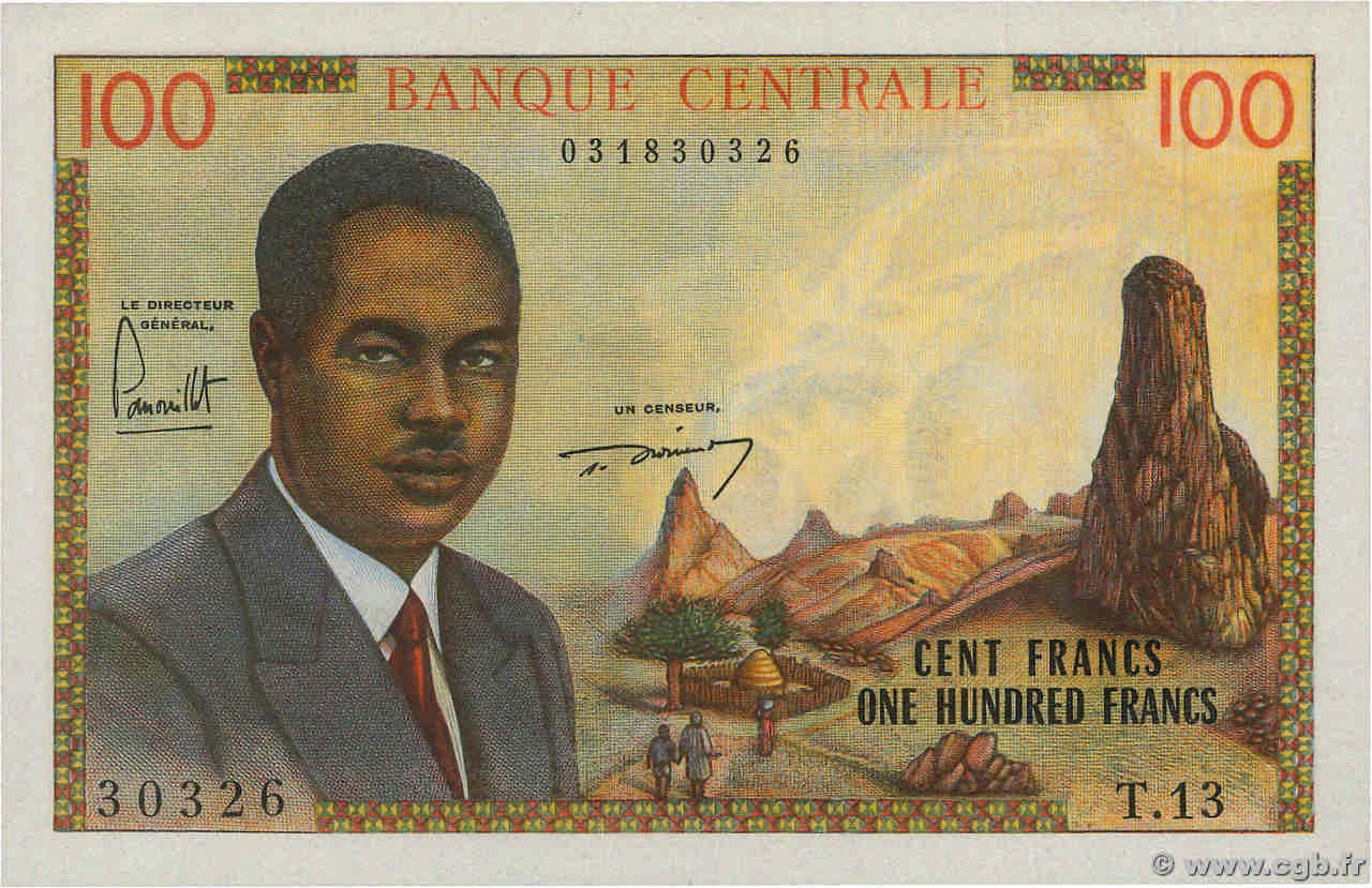 100 Francs CAMERúN  1962 P.10a SC