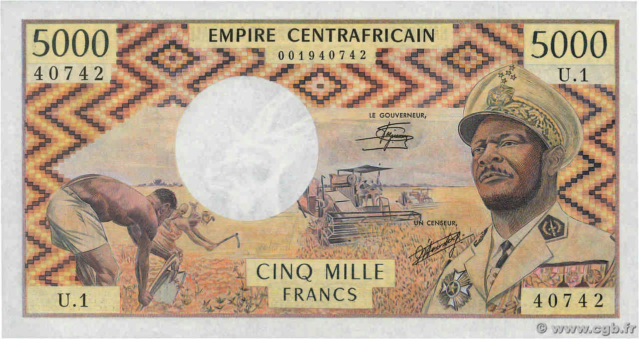 5000 Francs REPúBLICA CENTROAFRICANA  1979 P.07 SC+