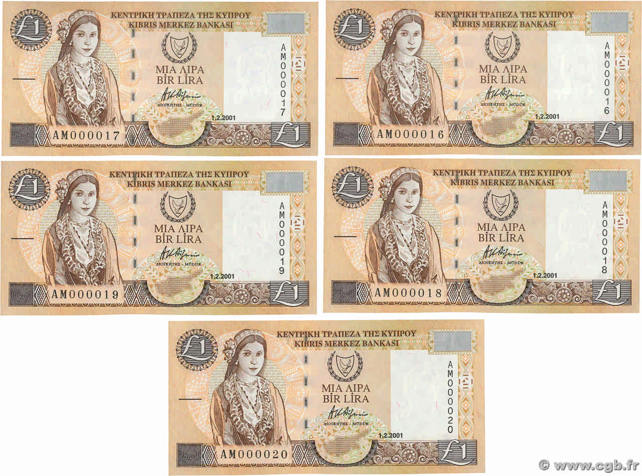 1 Pound Consécutifs CYPRUS  2001 P.60c UNC