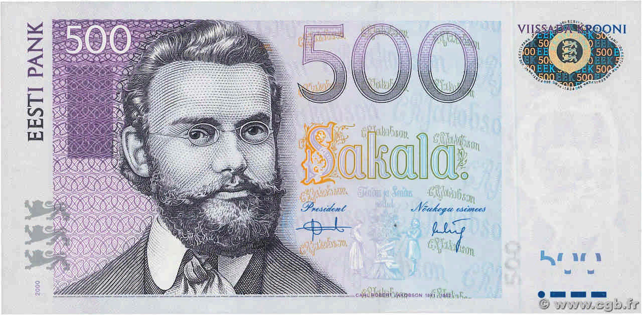 500 Krooni ESTONIA  2000 P.83a q.AU