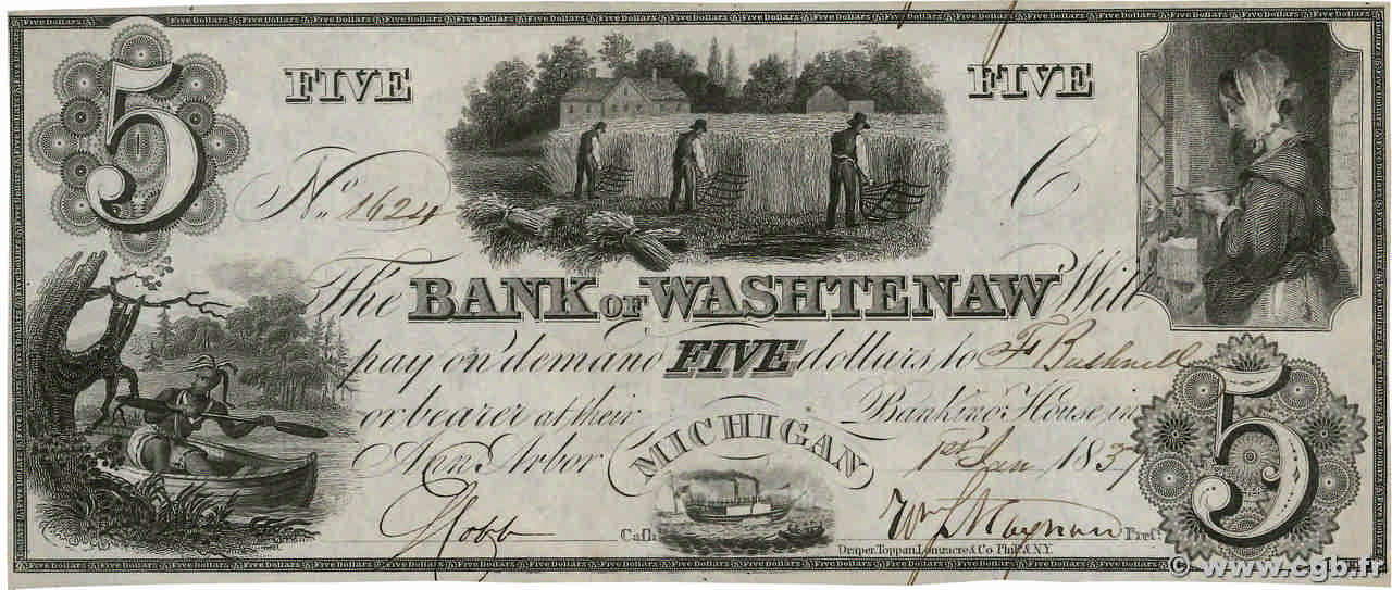 5 Dollars STATI UNITI D AMERICA Ann-Arbor 1837  AU