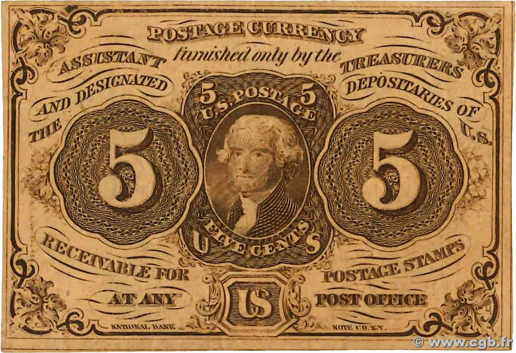 5 Cents ÉTATS-UNIS D AMÉRIQUE  1862 P.097c TTB+