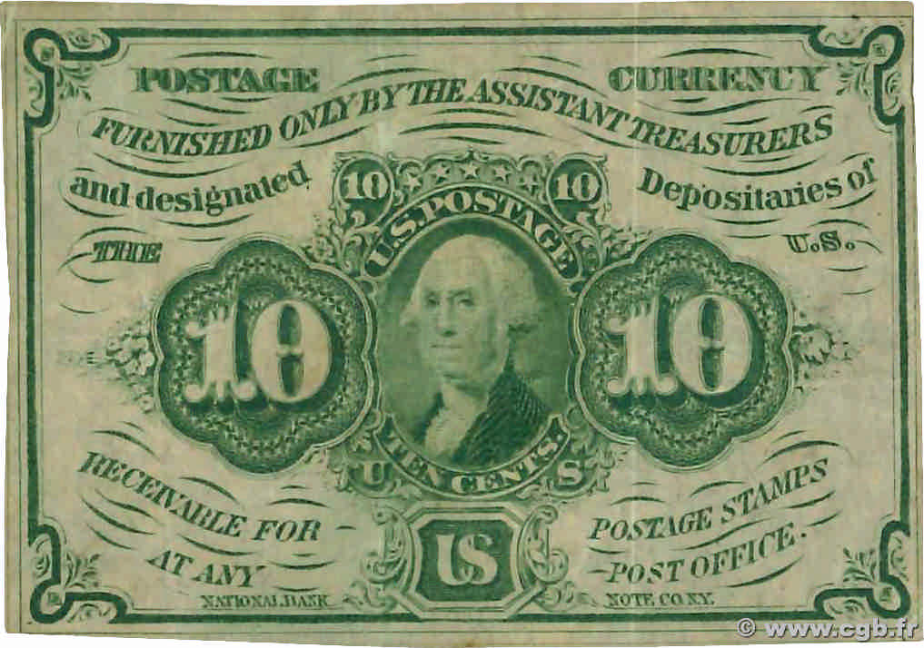 10 Cents ÉTATS-UNIS D AMÉRIQUE  1862 P.098c SUP