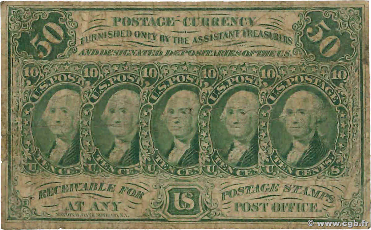 50 Cents STATI UNITI D AMERICA  1862 P.100d q.MB