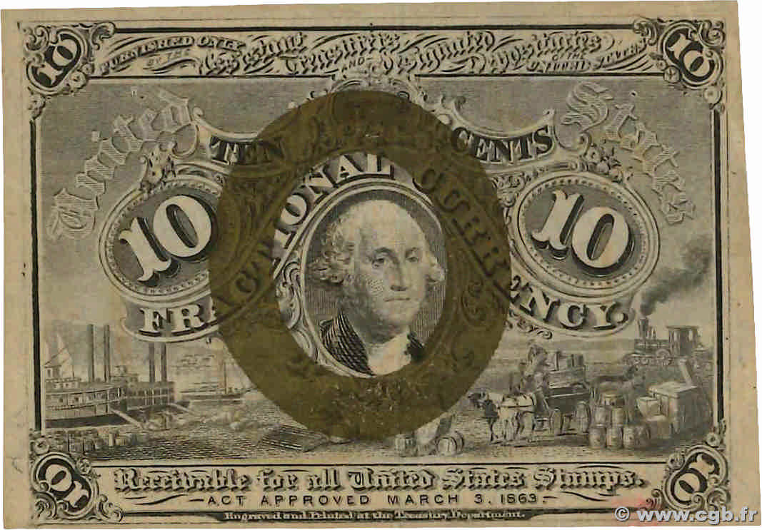 10 Cents VEREINIGTE STAATEN VON AMERIKA  1863 P.102a VZ