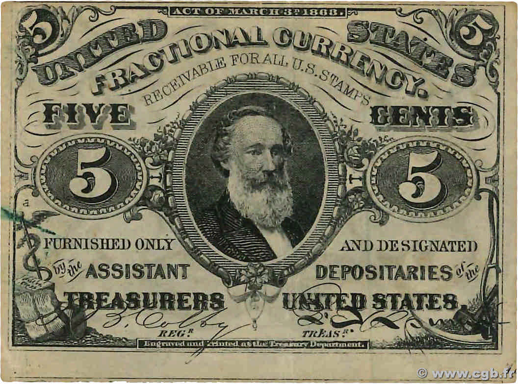 5 Cents VEREINIGTE STAATEN VON AMERIKA  1863 P.107b VZ