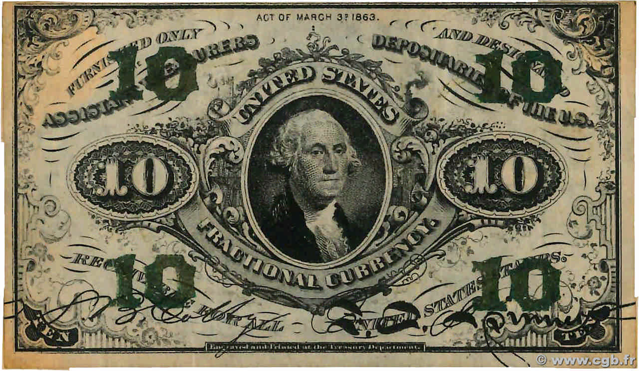 10 Cents STATI UNITI D AMERICA  1863 P.108e BB