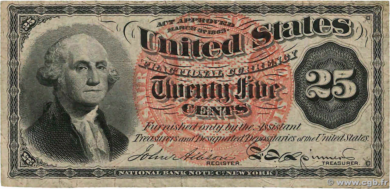25 Cents STATI UNITI D AMERICA  1863 P.118a BB