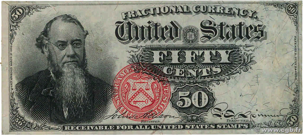 50 Cents ÉTATS-UNIS D AMÉRIQUE  1863 P.120 TTB+