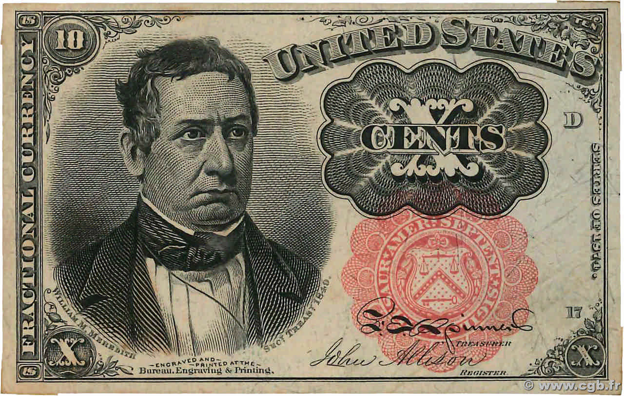 10 Cents ESTADOS UNIDOS DE AMÉRICA  1874 P.122b EBC