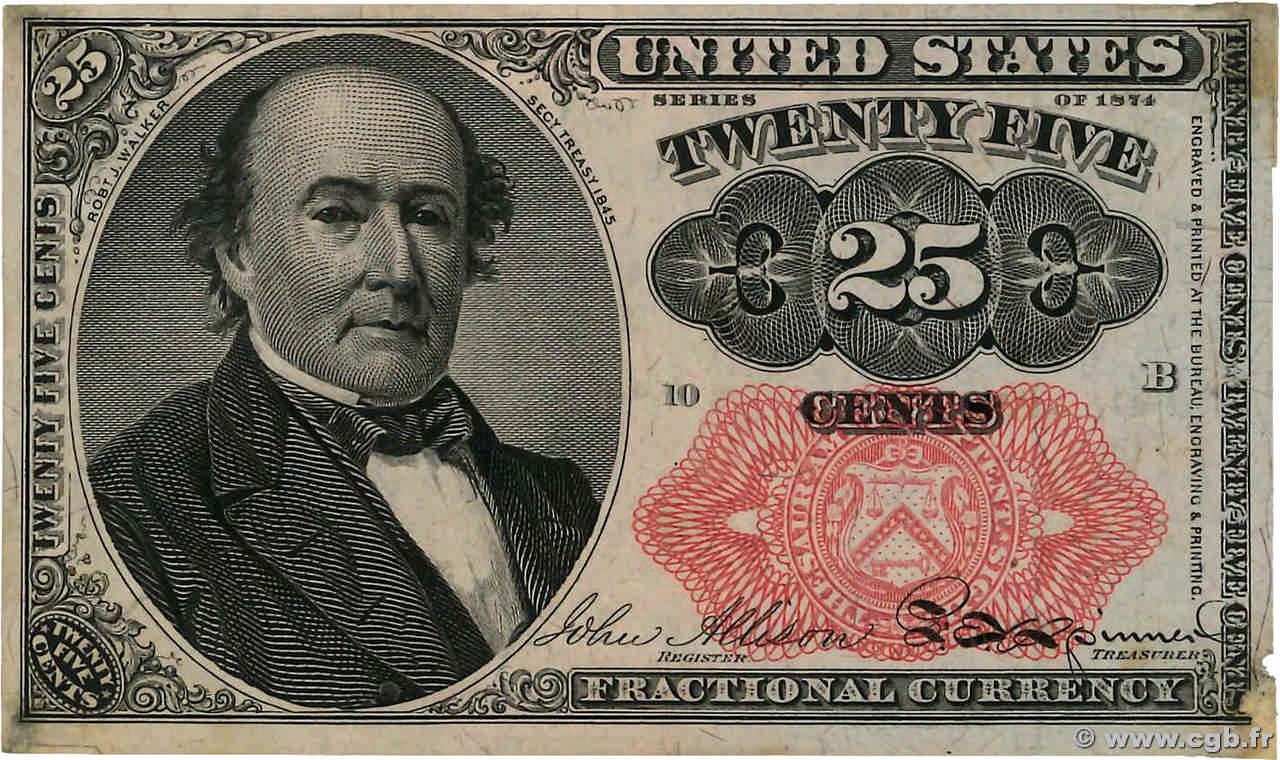 25 Cents VEREINIGTE STAATEN VON AMERIKA  1874 P.123b VZ