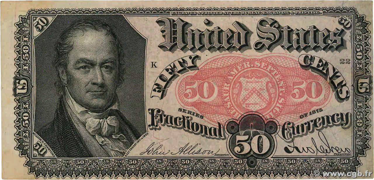 50 Cents STATI UNITI D AMERICA  1875 P.124 SPL