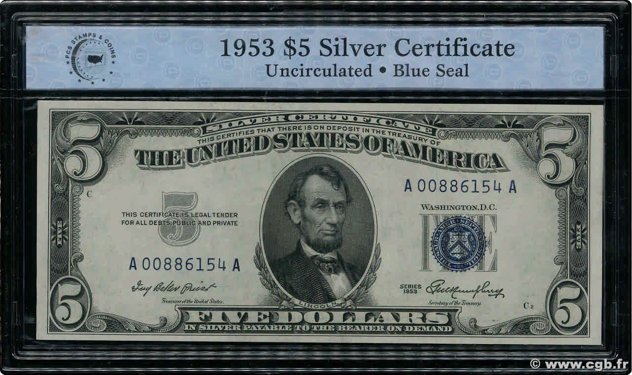 5 Dollars STATI UNITI D AMERICA  1953 P.417 FDC