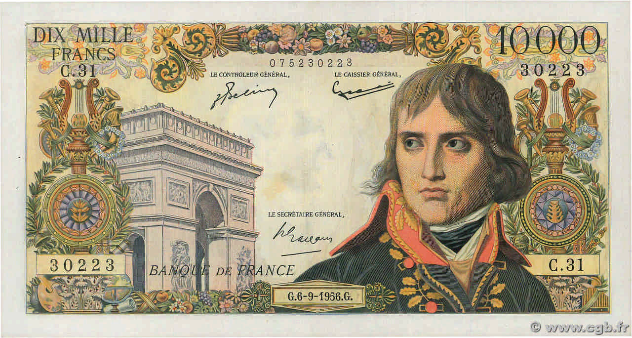 10000 Francs BONAPARTE FRANCIA  1956 F.51.04 EBC