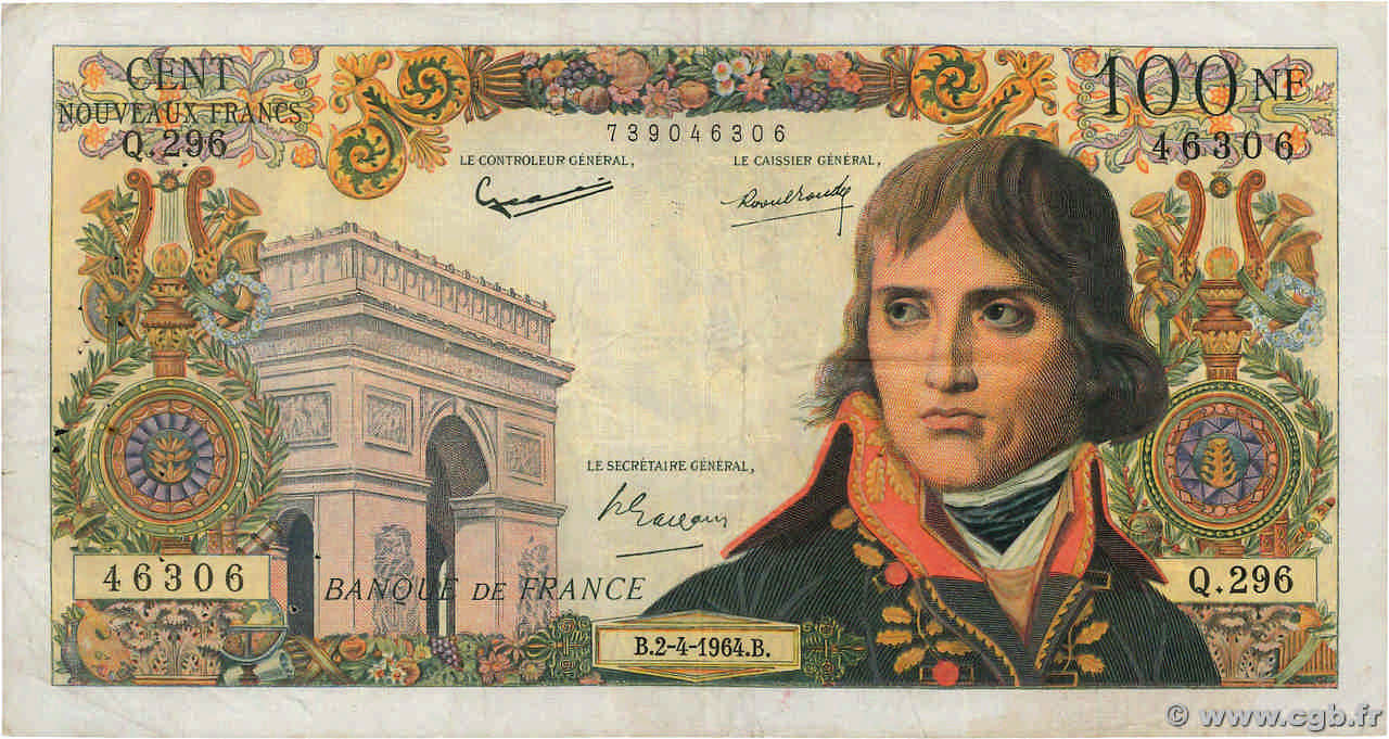 100 Nouveaux Francs BONAPARTE FRANCIA  1964 F.59.26 BC