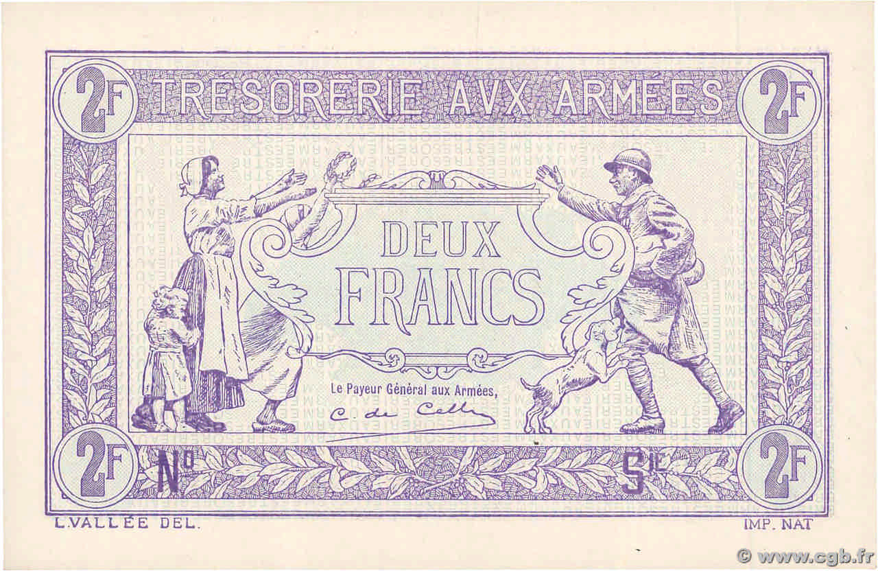 2 Francs TRÉSORERIE AUX ARMÉES Épreuve FRANCE  1919 VF.05.00Ec UNC