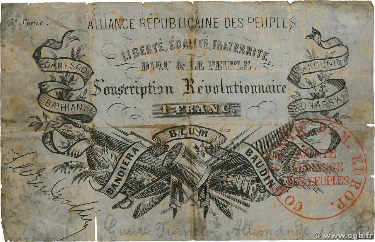 1 Franc FRANCE régionalisme et divers  1852  pr.TB