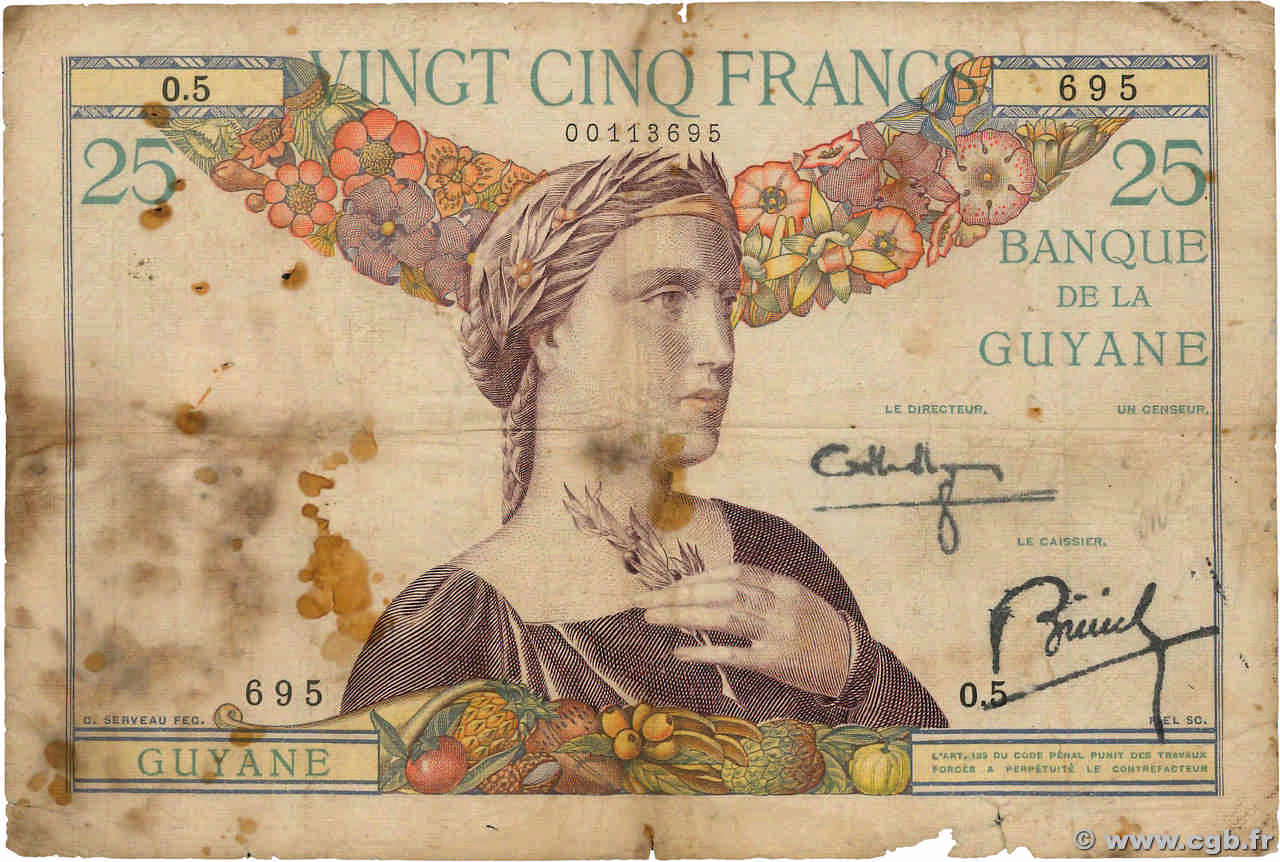 25 Francs GUYANE  1940 P.07 B