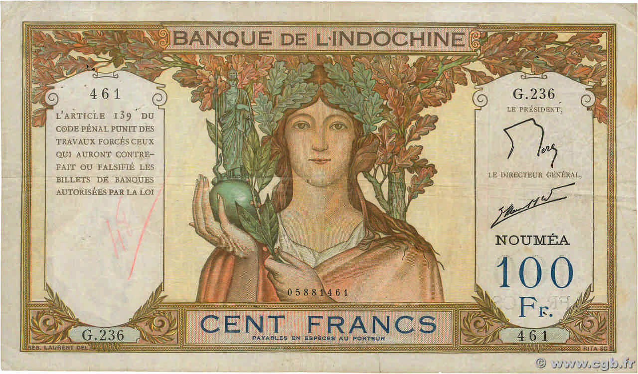 100 Francs NOUVELLE CALÉDONIE  1963 P.42e pr.TB