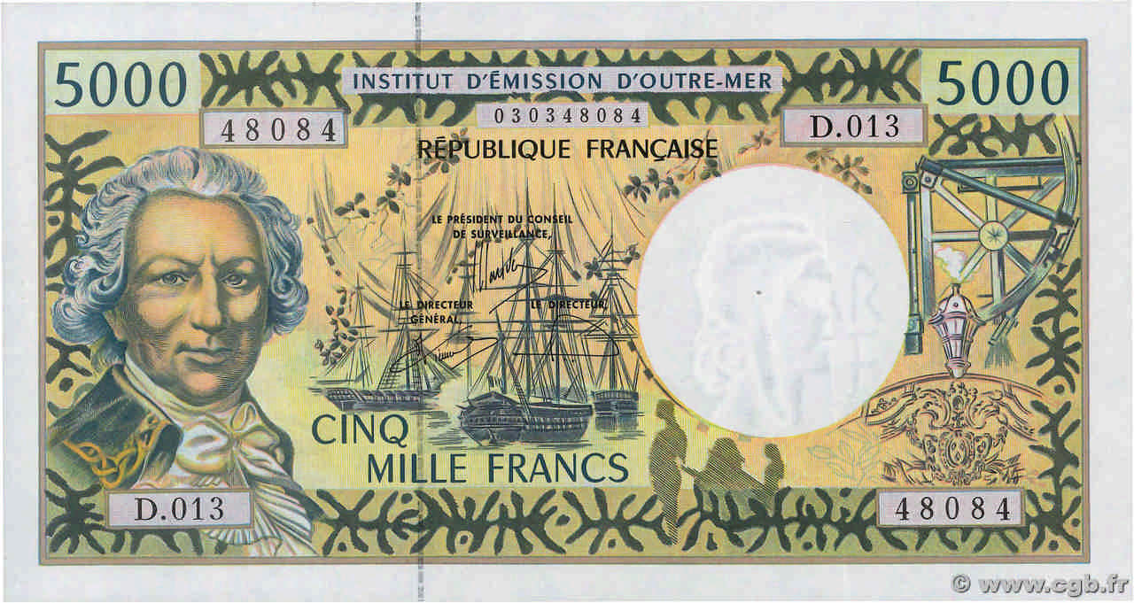 5000 Francs Numéro radar POLYNESIA, FRENCH OVERSEAS TERRITORIES  2005 P.03h UNC-