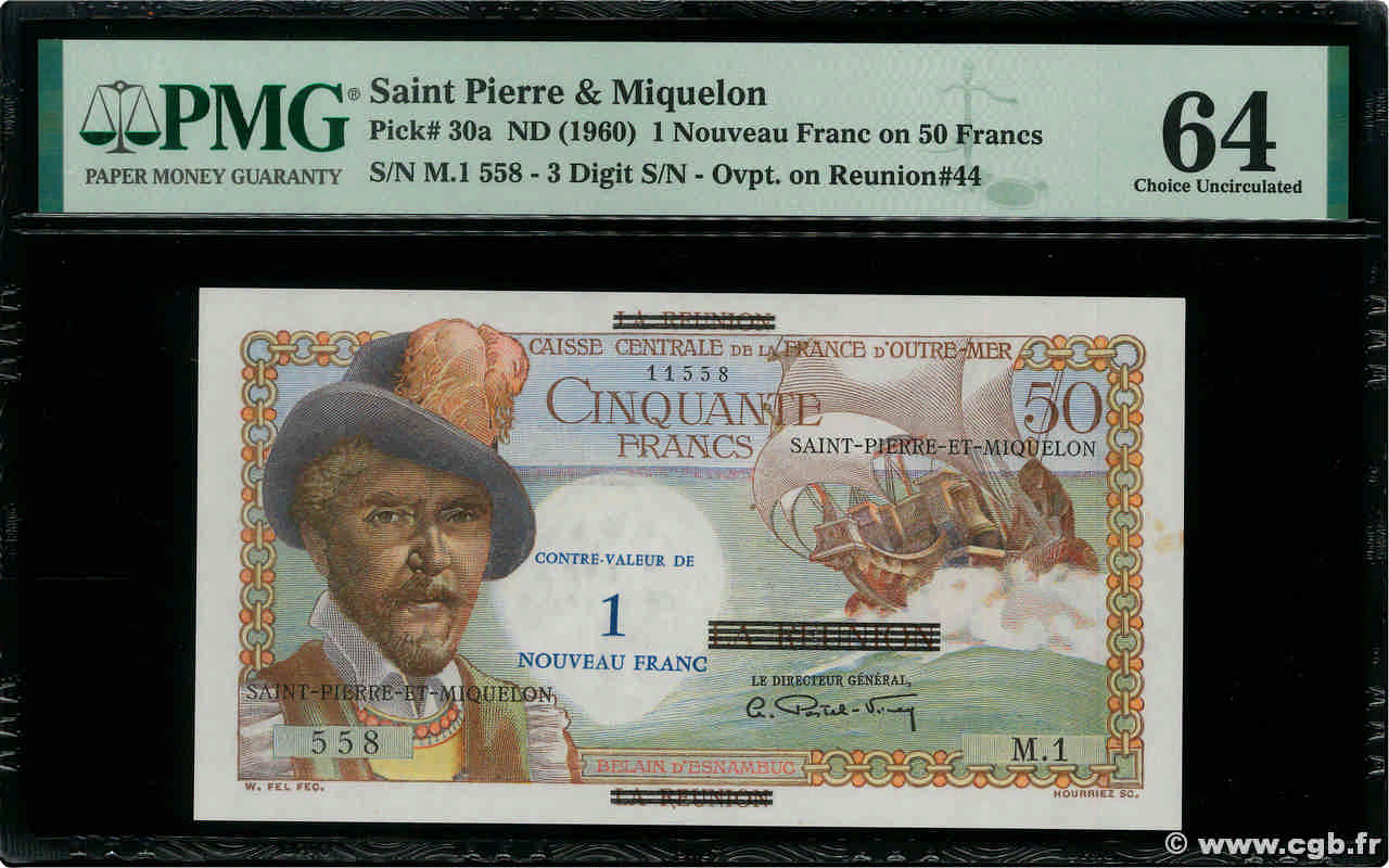 1 NF sur 50 Francs Belain d Esnambuc SAINT PIERRE AND MIQUELON  1960 P.30a UNC-