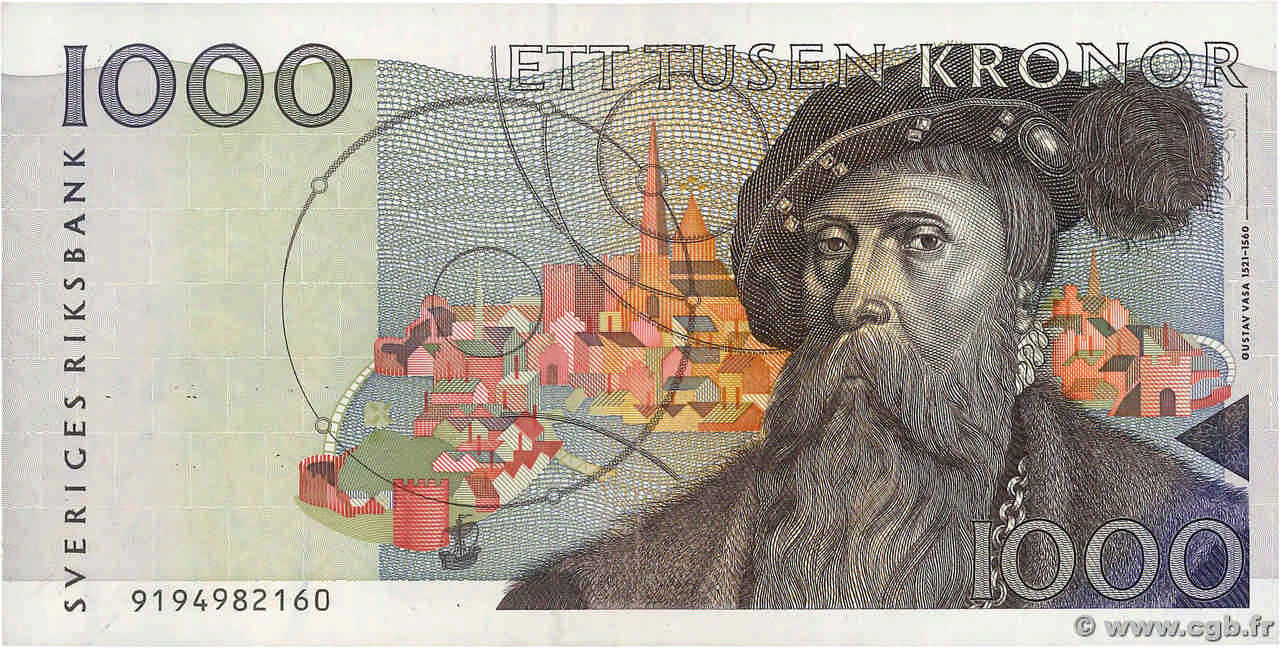 1000 Kronor SWEDEN  1999 P.60a AU