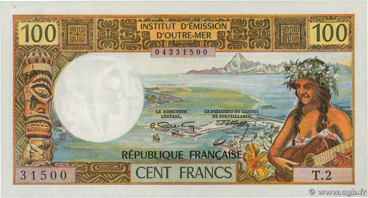 100 Francs TAHITI  1969 P.23 SPL