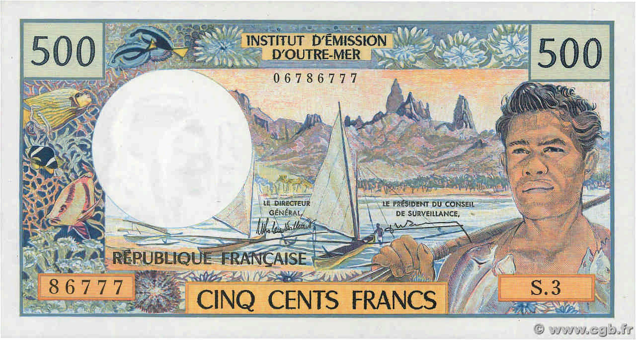 500 Francs TAHITI Papeete 1985 P.25d fST+