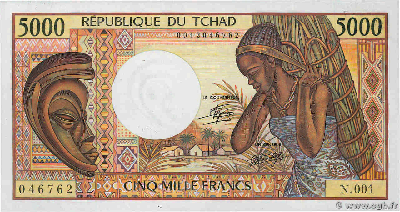 5000 Francs CHAD  1984 P.11 SC