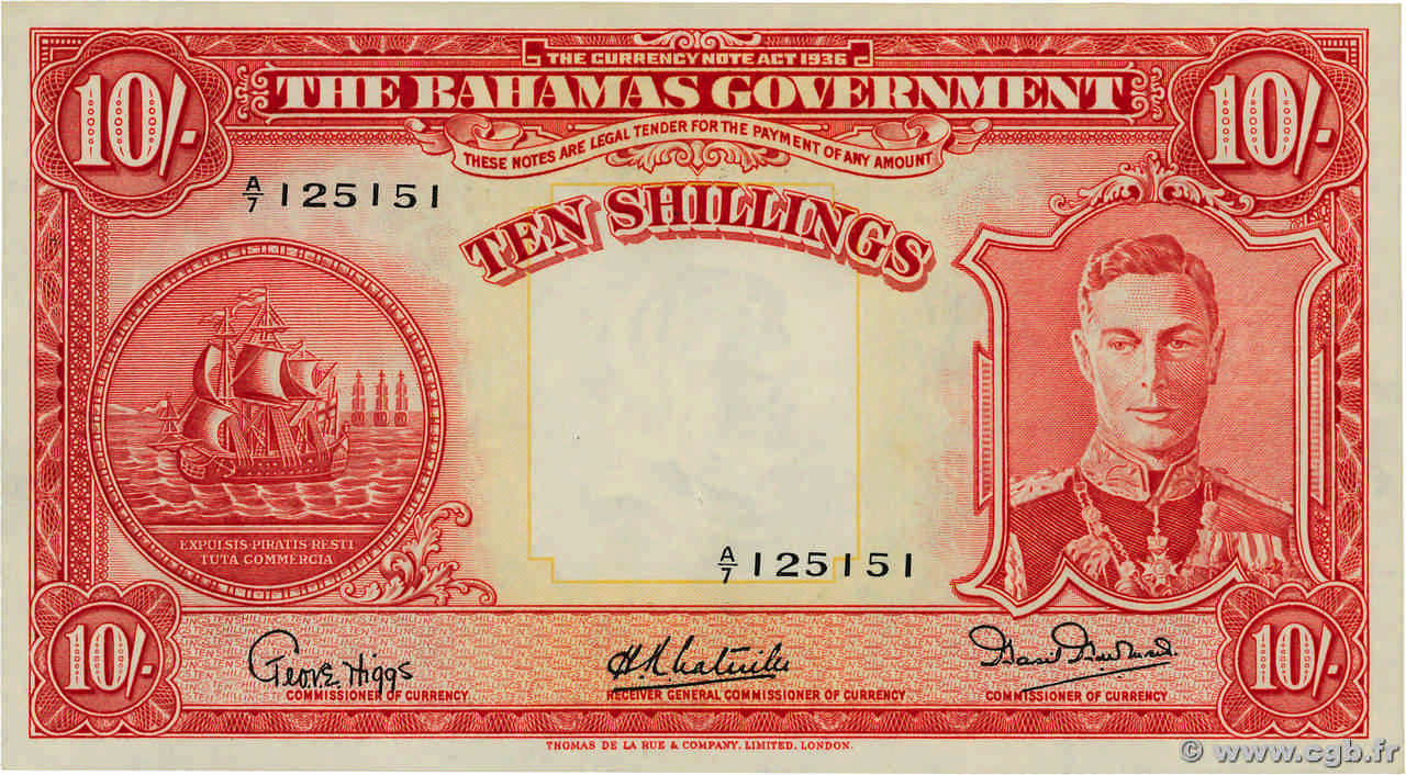10 Shillings BAHAMAS  1936 P.10d SUP+