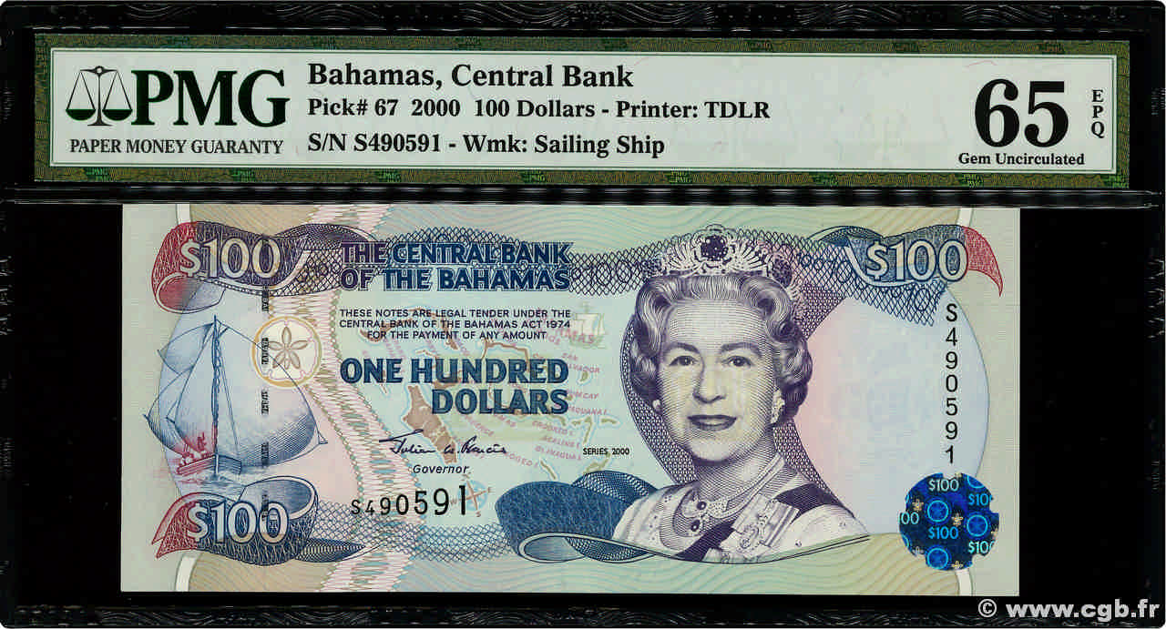 100 Dollars BAHAMAS  2000 P.67 UNC