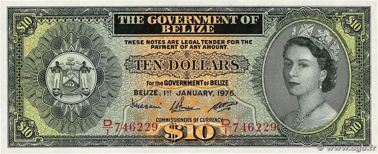 10 Dollars  BELIZE  1976 P.36c q.FDC