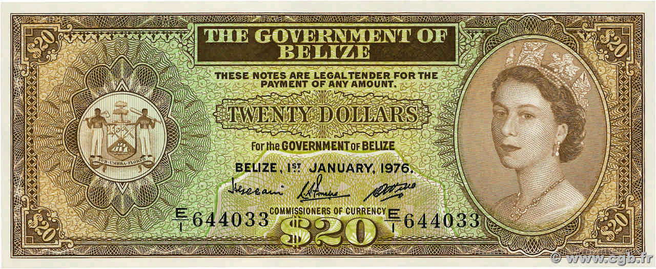 20 Dollars BELICE  1976 P.37c SC+