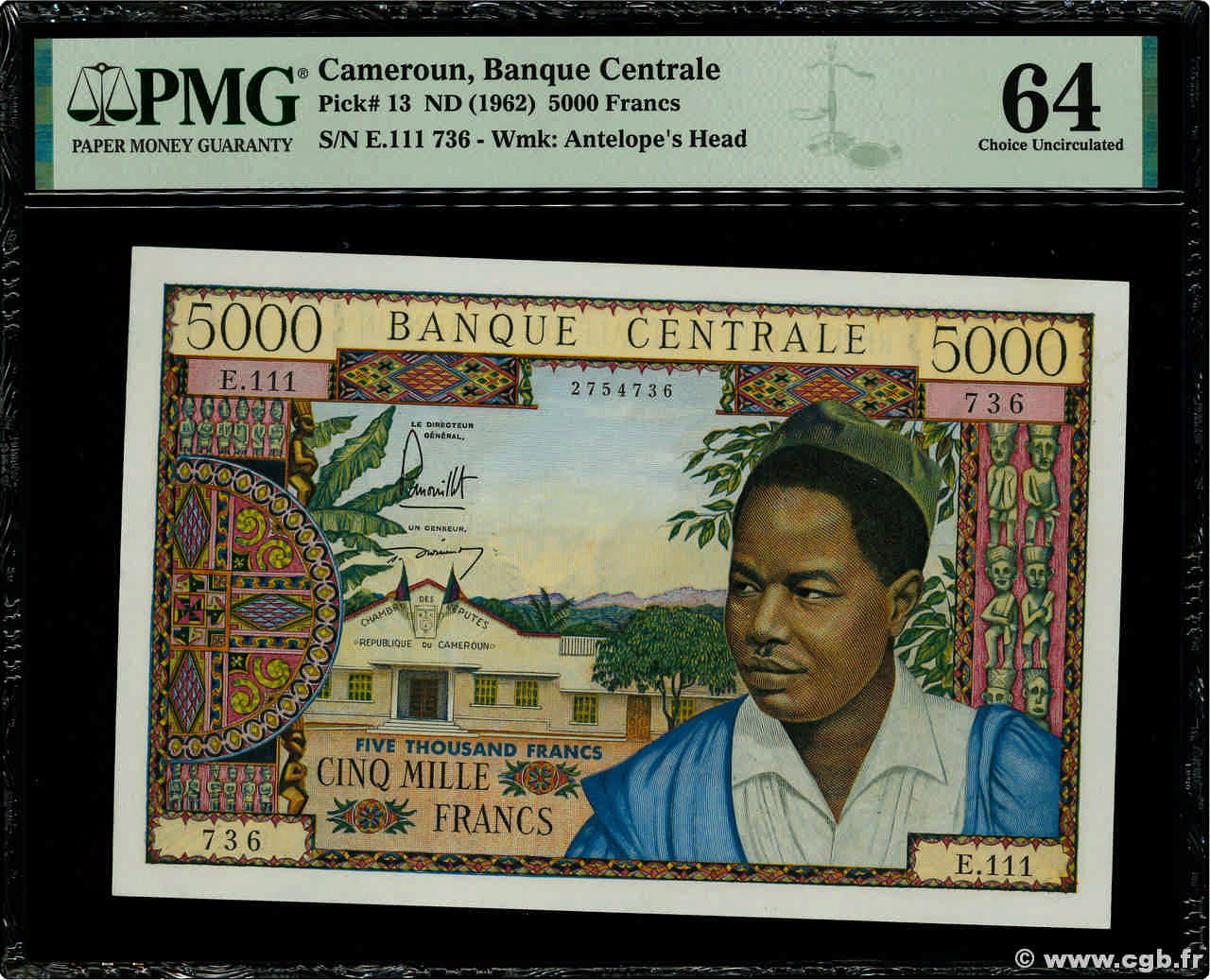 5000 Francs KAMERUN  1962 P.13a fST+