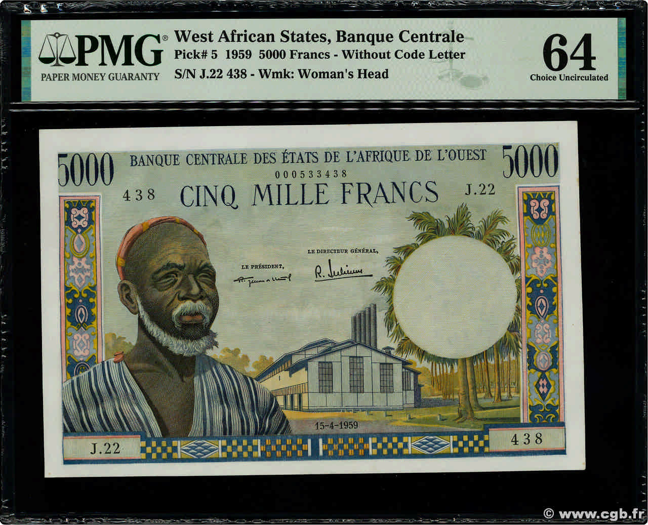 5000 Francs ÉTATS DE L AFRIQUE DE L OUEST  1959 P.005 pr.NEUF