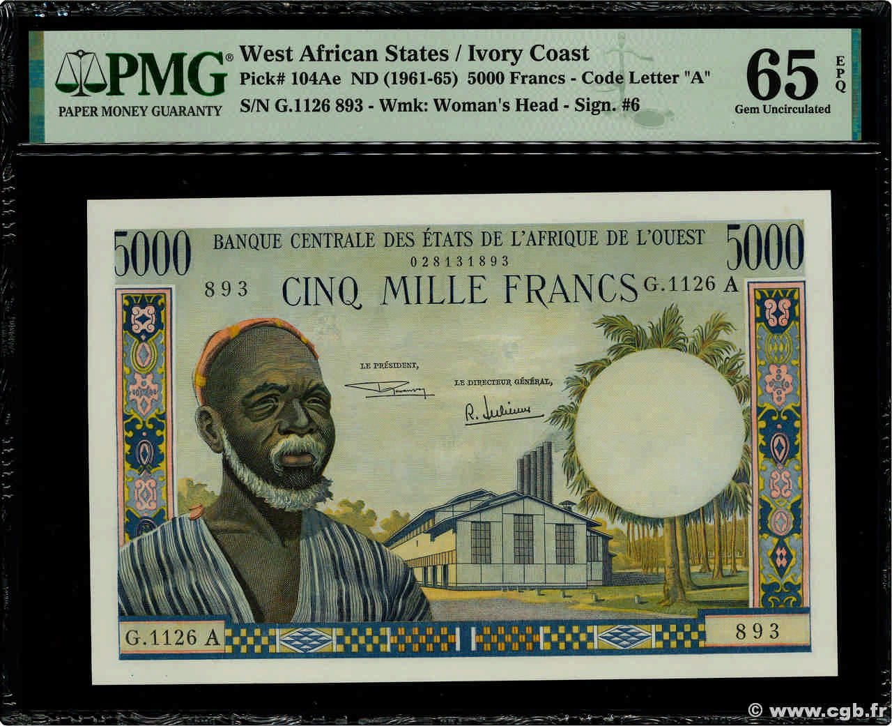 5000 Francs ESTADOS DEL OESTE AFRICANO  1969 P.104Ae FDC