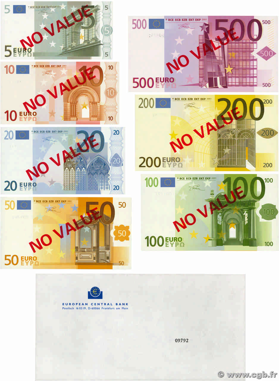 Série 5 à 500 Euros Échantillon EUROPA  2001 P.- FDC