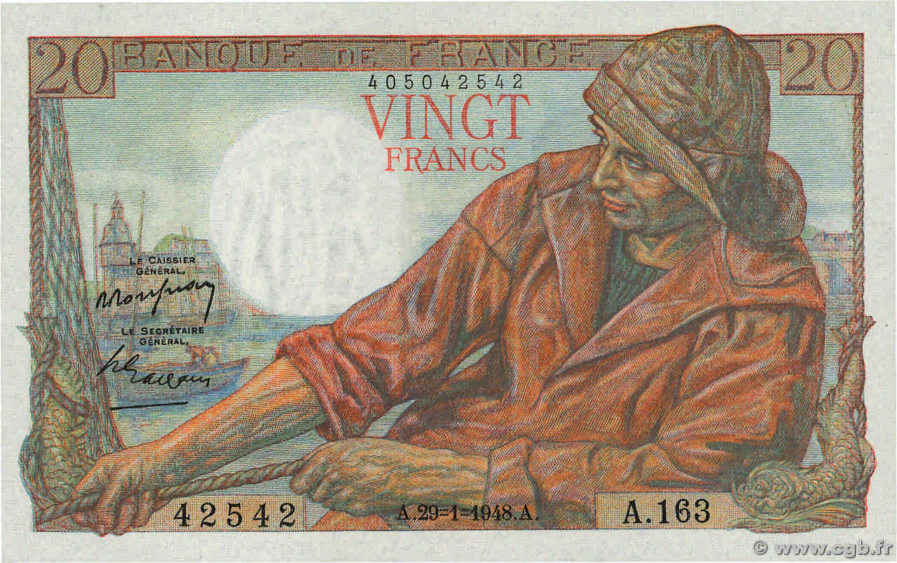 20 Francs PÊCHEUR FRANCE  1948 F.13.12 NEUF