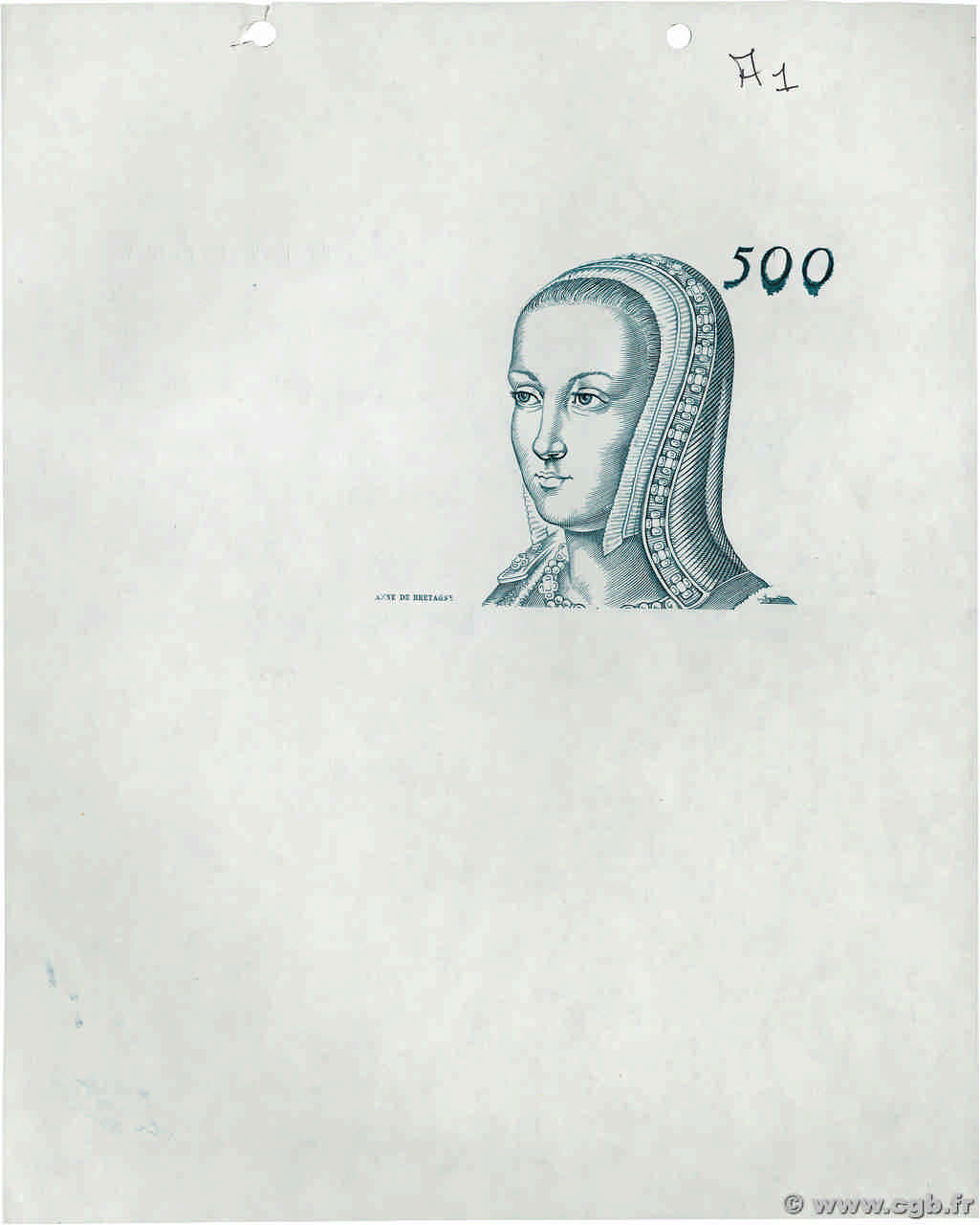 500 Francs RENAISSANCE adapté Épreuve FRANCE  1987 NE.1987.00 SPL
