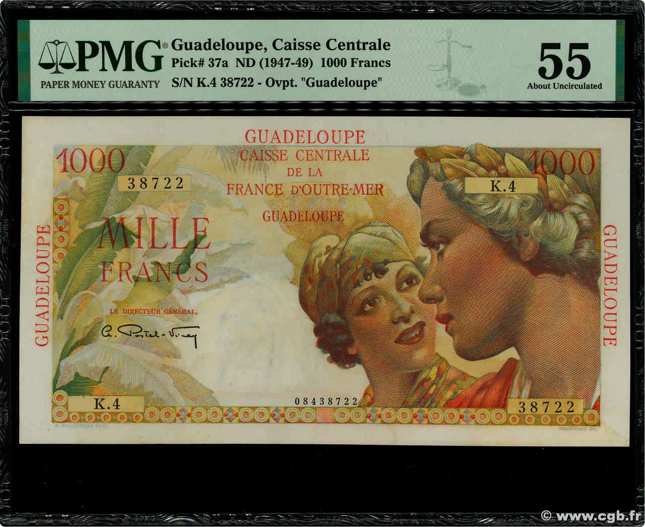 1000 Francs Union Française GUADELOUPE  1946 P.37a AU
