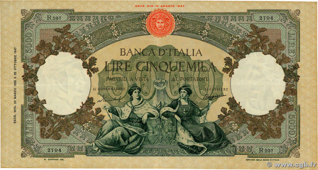 5000 Lire ITALIE  1955 P.085c TTB