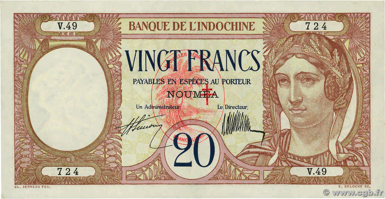 20 Francs NEUE HEBRIDEN  1941 P.06 fST