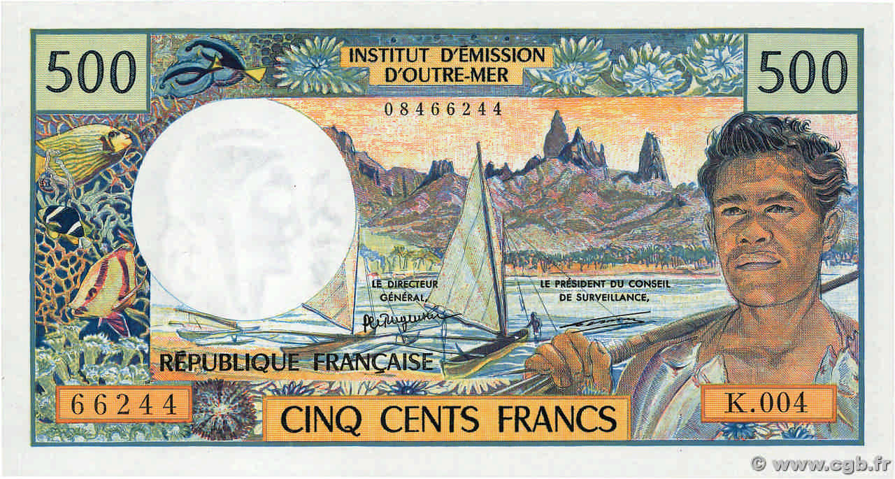500 Francs FRENCH PACIFIC TERRITORIES  1992 P.01a SC+