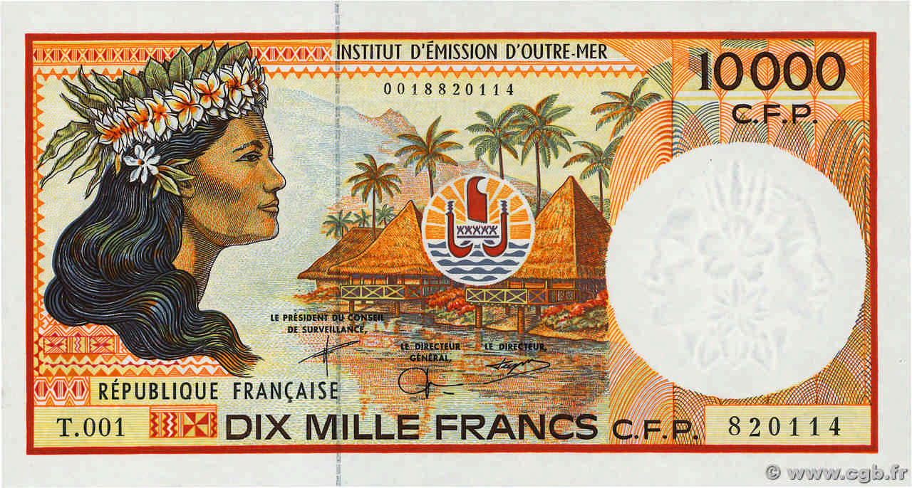 10000 Francs FRENCH PACIFIC TERRITORIES  2004 P.04d SC+