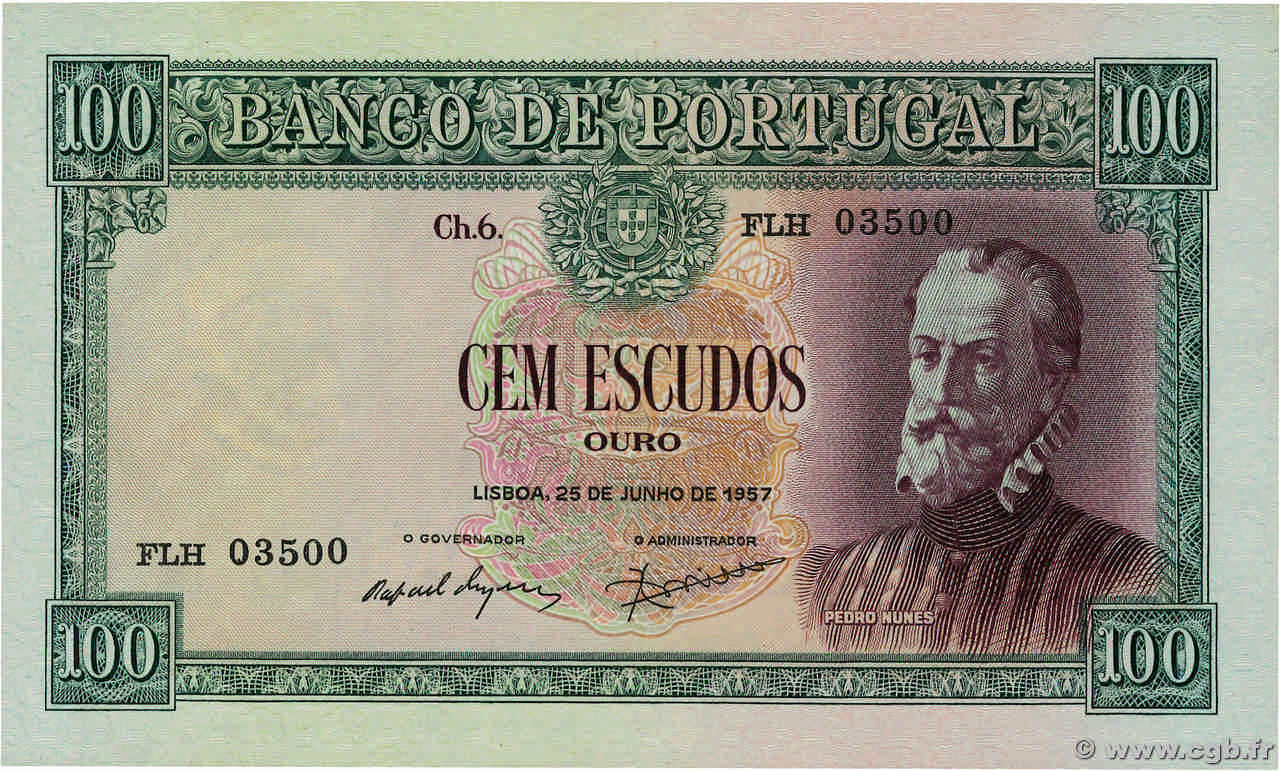 100 Escudos PORTUGAL  1957 P.159 EBC+