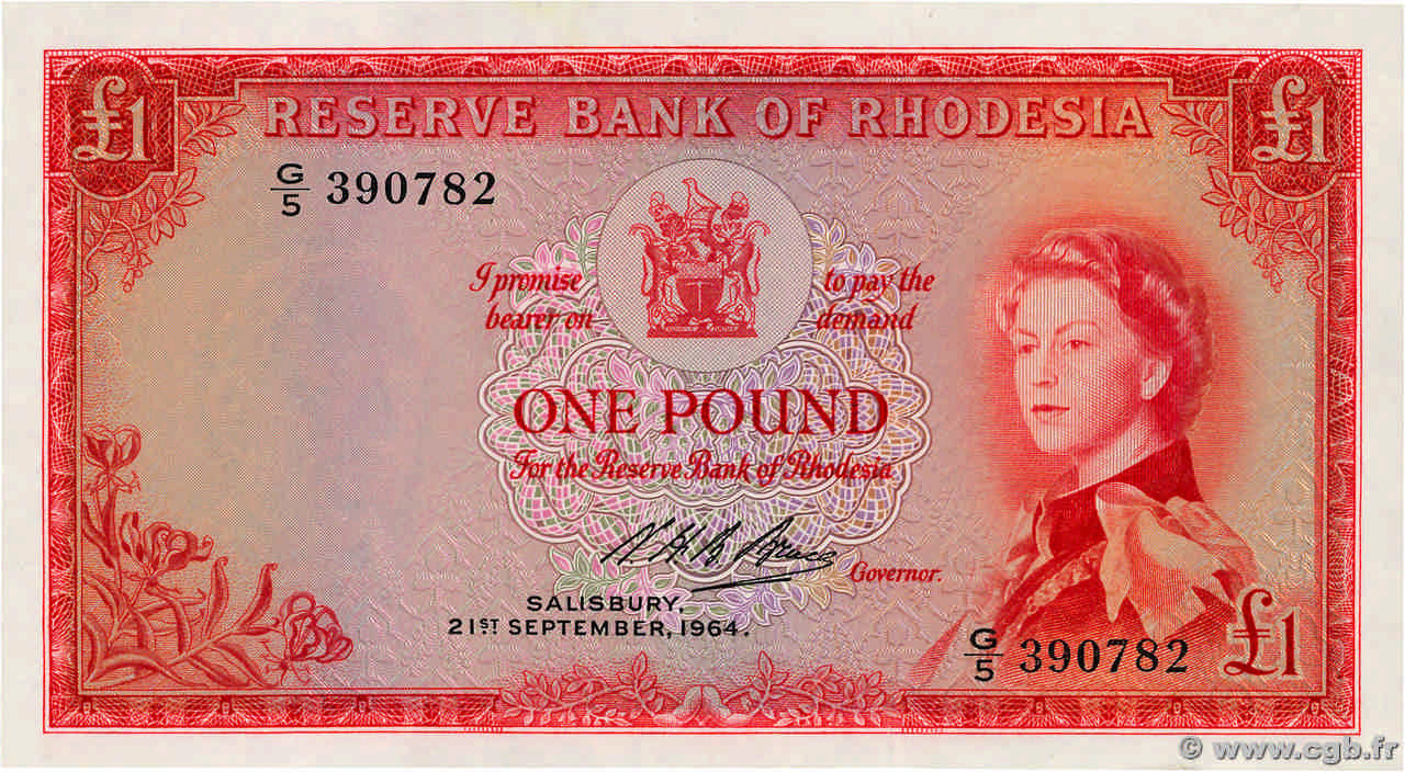 1 Pound RHODÉSIE  1964 P.25a SPL