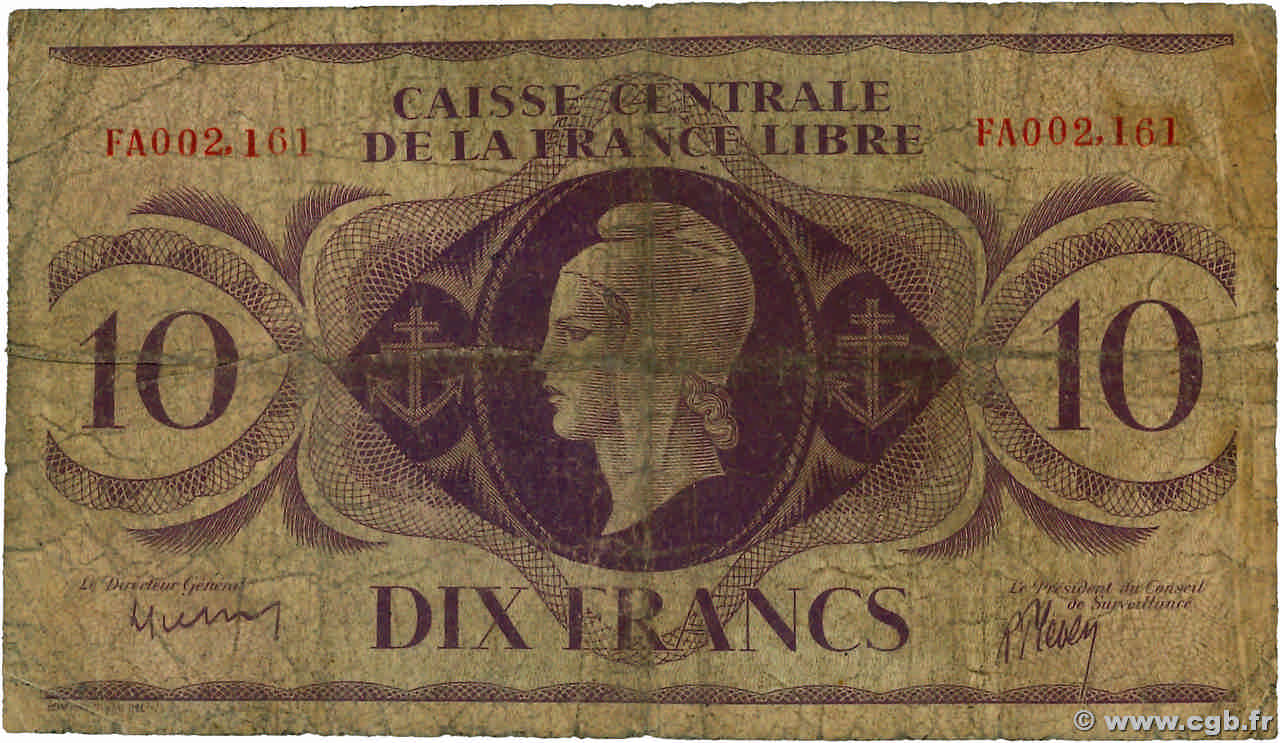 10 Francs SAINT PIERRE ET MIQUELON  1943 P.11 B