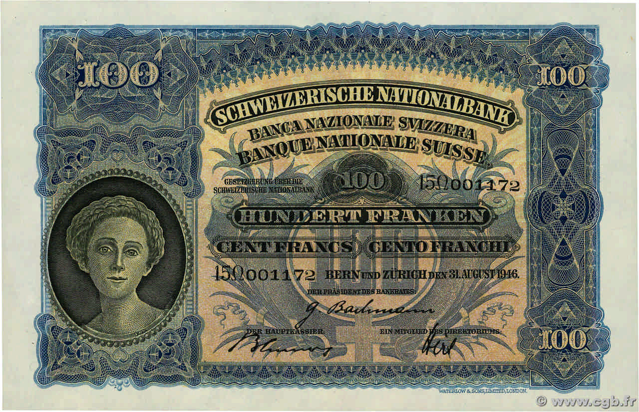 100 Francs SUISSE  1946 P.35t UNC
